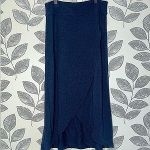 Athleta Wrap Skirt XS Blue Midi Length Pull On Stretchy Athleisure Spring Active